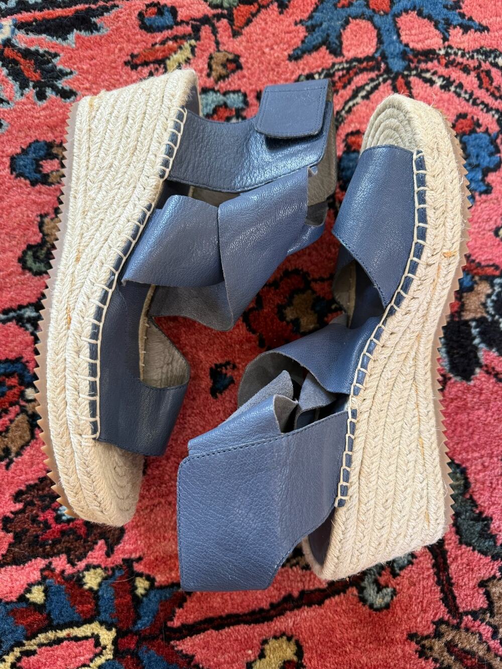 Eileen Fisher Women's 8.5 Willow Espadrilles sandals wedges nubuck leather Shoes